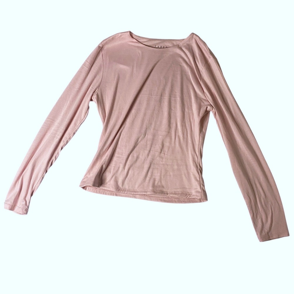 Faded Rose Womens XL Pink Long Sleeve Crew Neck Stretch‎ Basic Top Tee